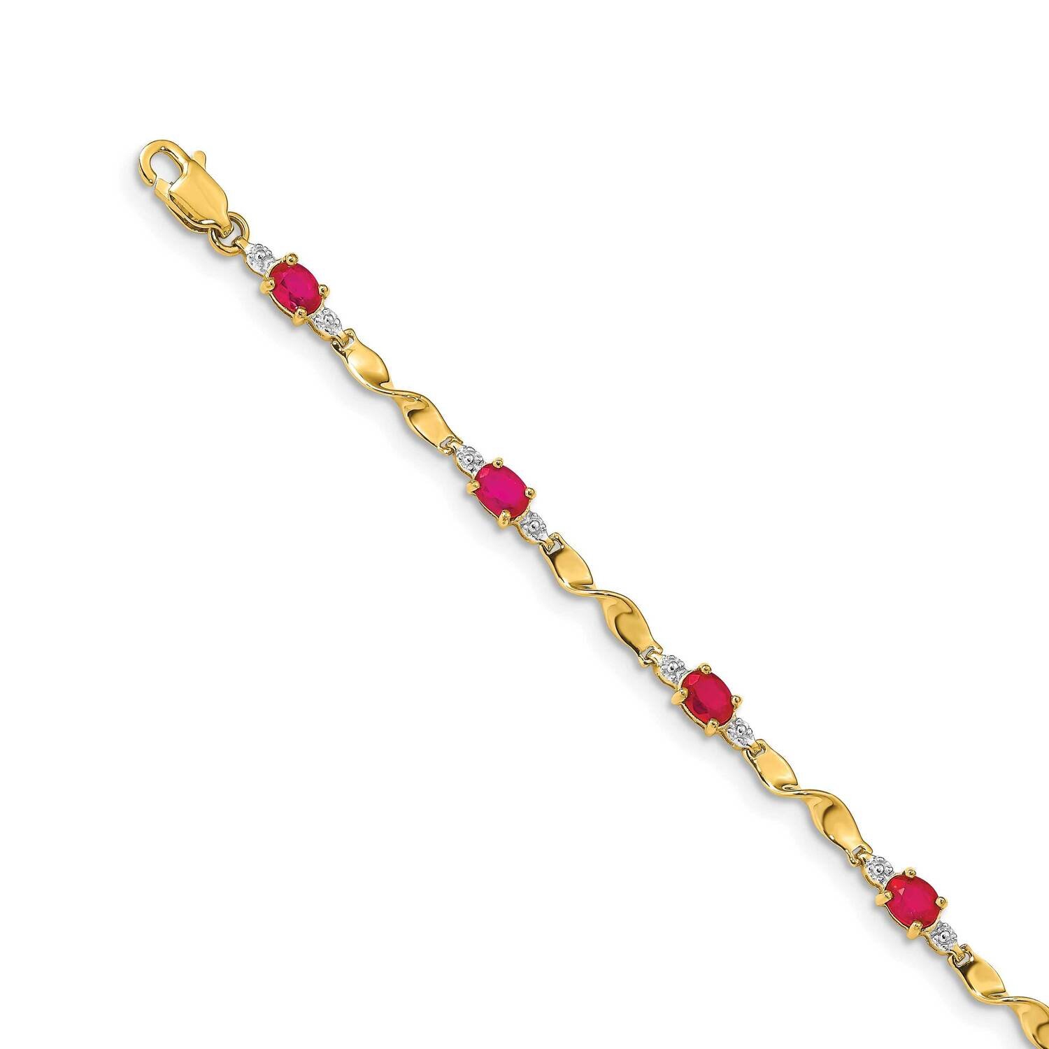 Composite Ruby Oval Bracelet 14k Gold Diamond BM4475-RU-001-YA, MPN: BM4475-RU-001-YA, 883957386225
