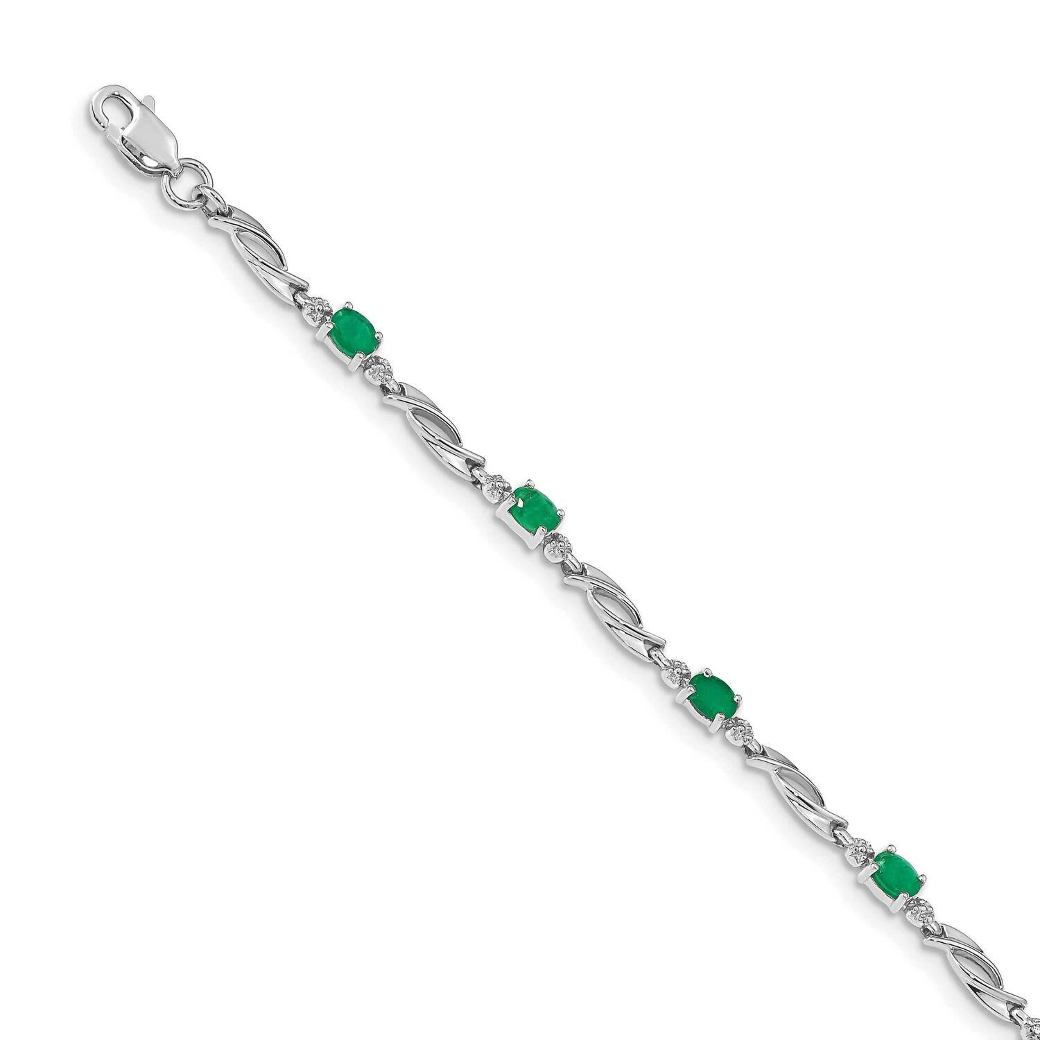 Diamond and Emerald Gemstone Bracelet 14k White Gold BM4476-EM-001-WA, MPN: BM4476-EM-001-WA, 88395…