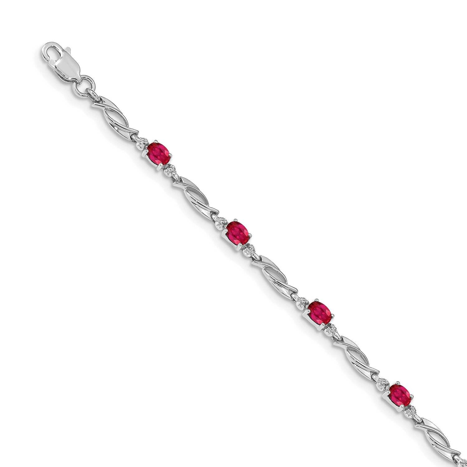 Diamond and Composite Ruby Gemstone Bracelet 14k White Gold BM4476-RU-001-WA, MPN: BM4476-RU-001-WA…