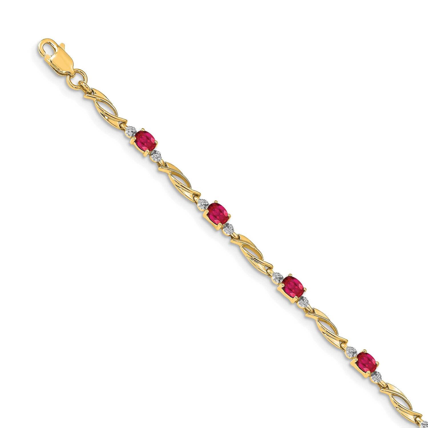 Composite Ruby Oval Bracelet 14k Gold Diamond BM4476-RU-001-YA, MPN: BM4476-RU-001-YA, 883957372631