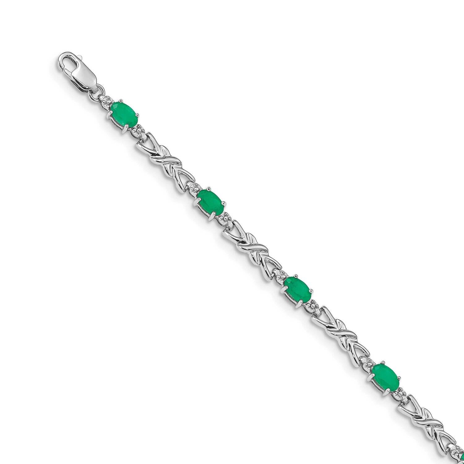 Emerald Gemstone Bracelet 14k White Gold Diamond BM4478-EM-001-WA, MPN: BM4478-EM-001-WA, 883957386…