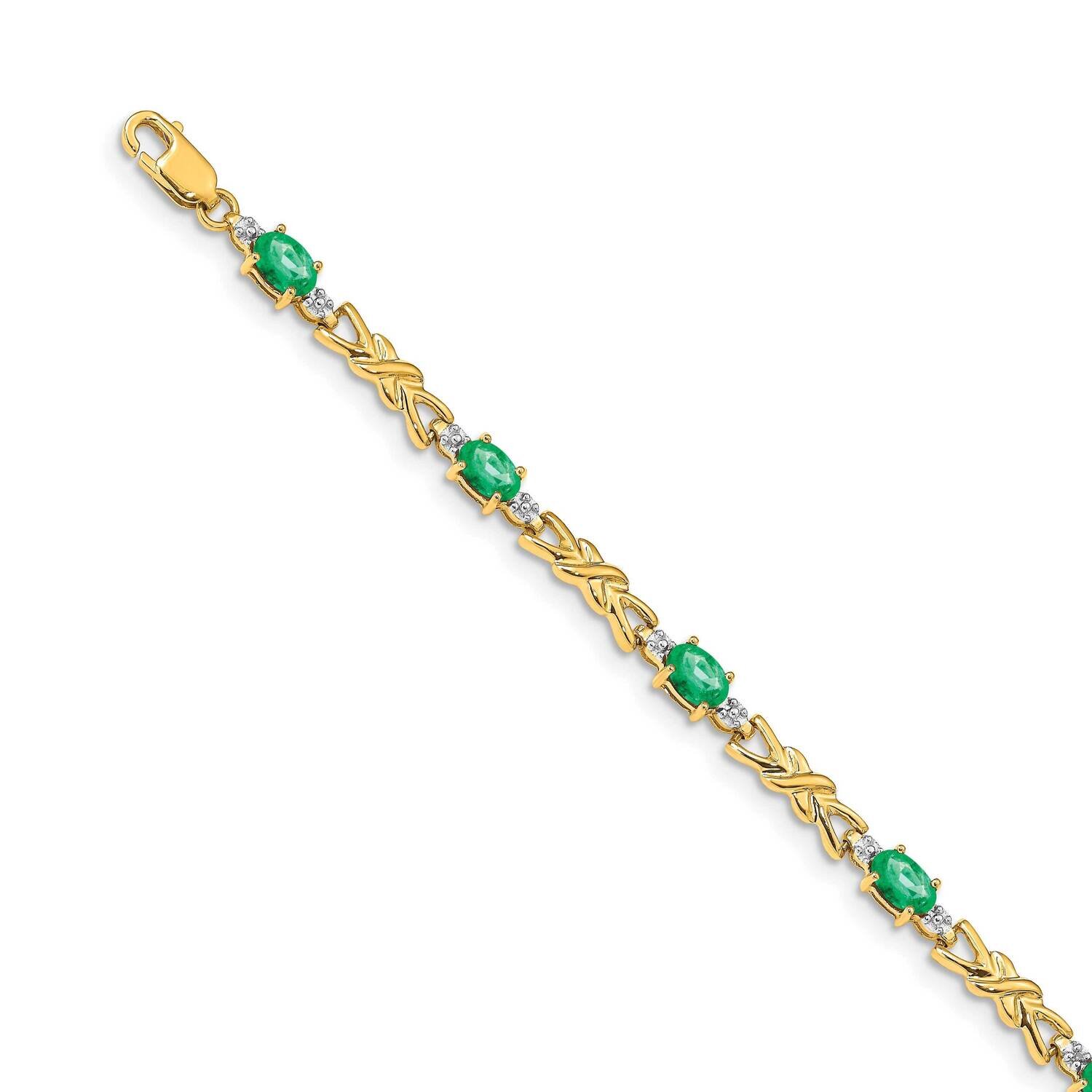 Emerald Oval Bracelet 14k Gold Diamond BM4478-EM-001-YA, MPN: BM4478-EM-001-YA, 883957253053