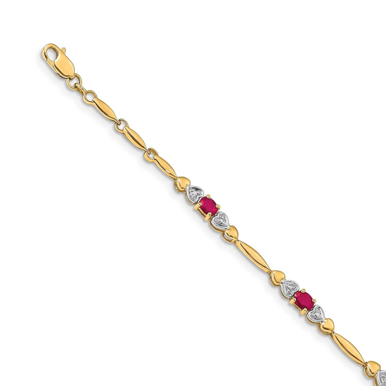 Composite Ruby Bracelet 14k Gold Diamond BM4479-RU-001-YA, MPN: BM4479-RU-001-YA, 883957424996