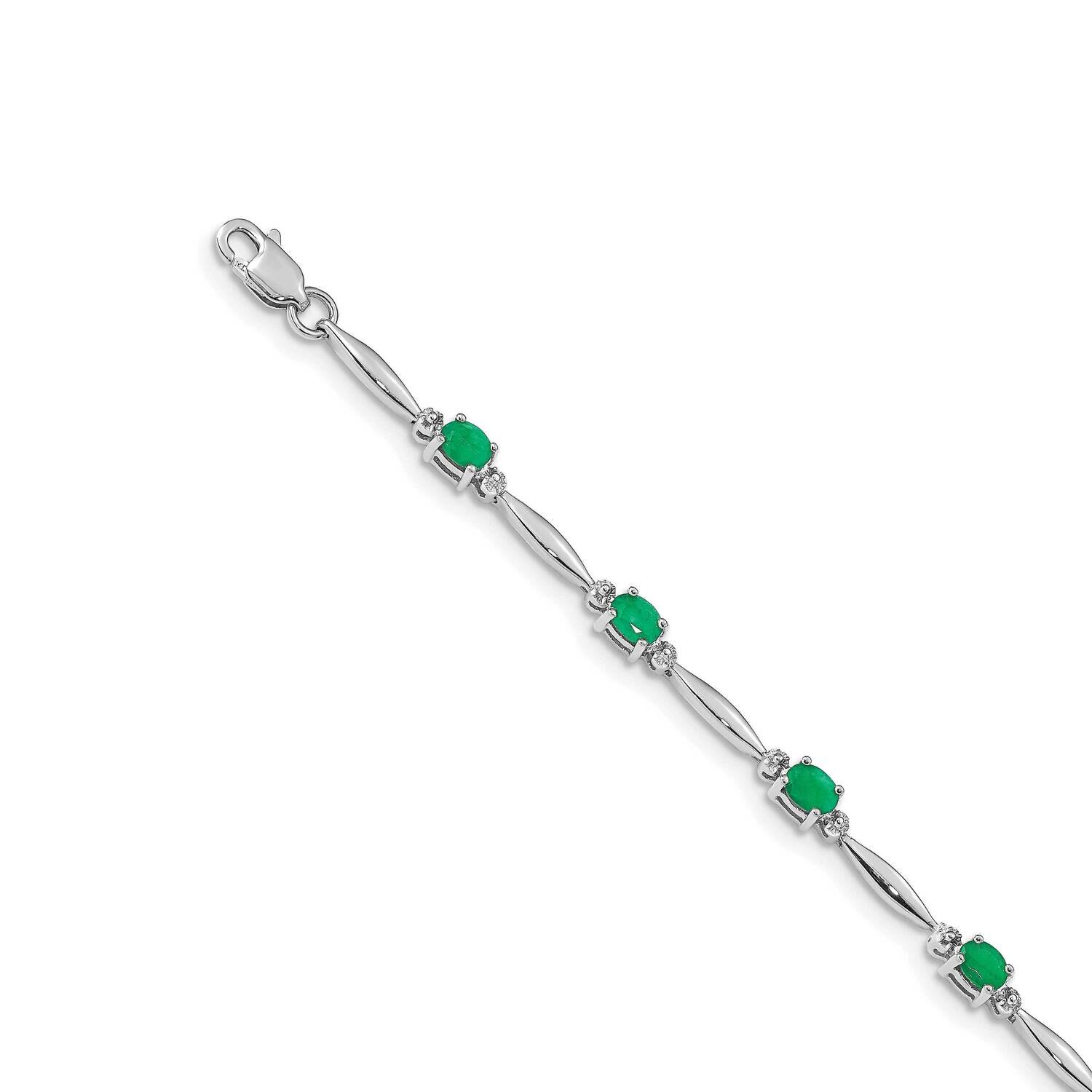 Emerald Gemstone Bracelet 14k White Gold Diamond BM4484-EM-001-WA, MPN: BM4484-EM-001-WA, 883957978…