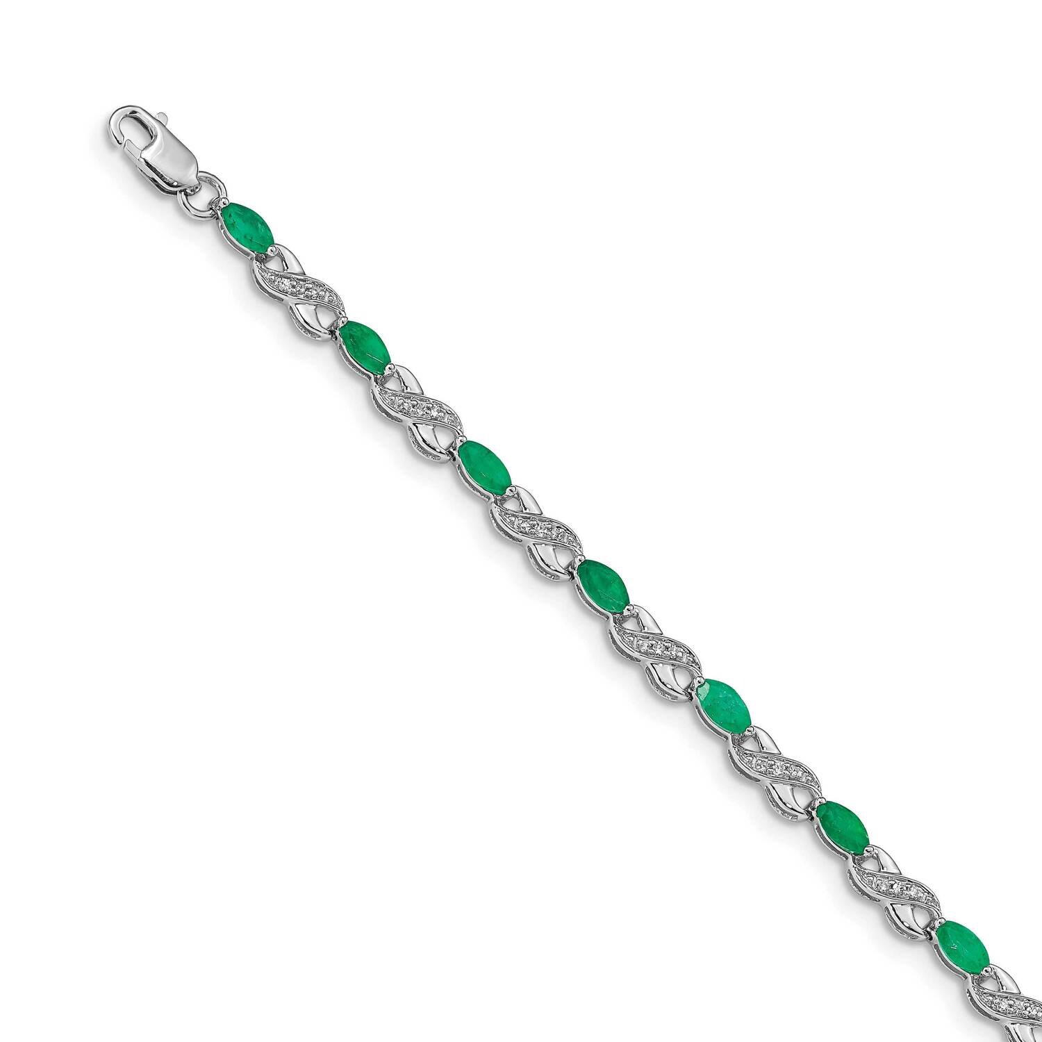 Emerald Figure 8 Bracelet 14k White Gold Diamond BM4485-EM-015-WA, MPN: BM4485-EM-015-WA, 883957978…