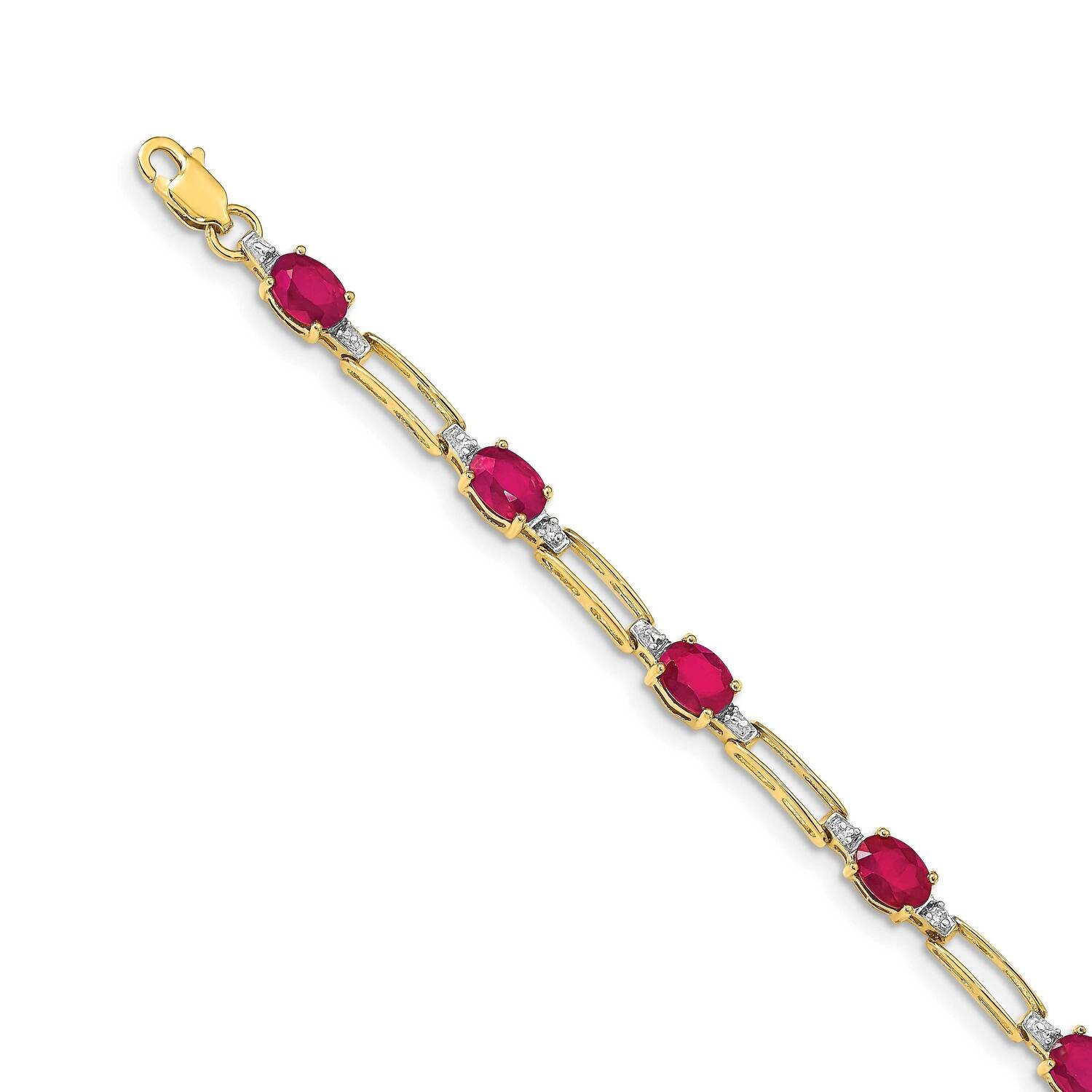 Composite Ruby Oval Bracelet 14k Gold Diamond BM4489-RU-005-YA, MPN: BM4489-RU-005-YA, 883957386355