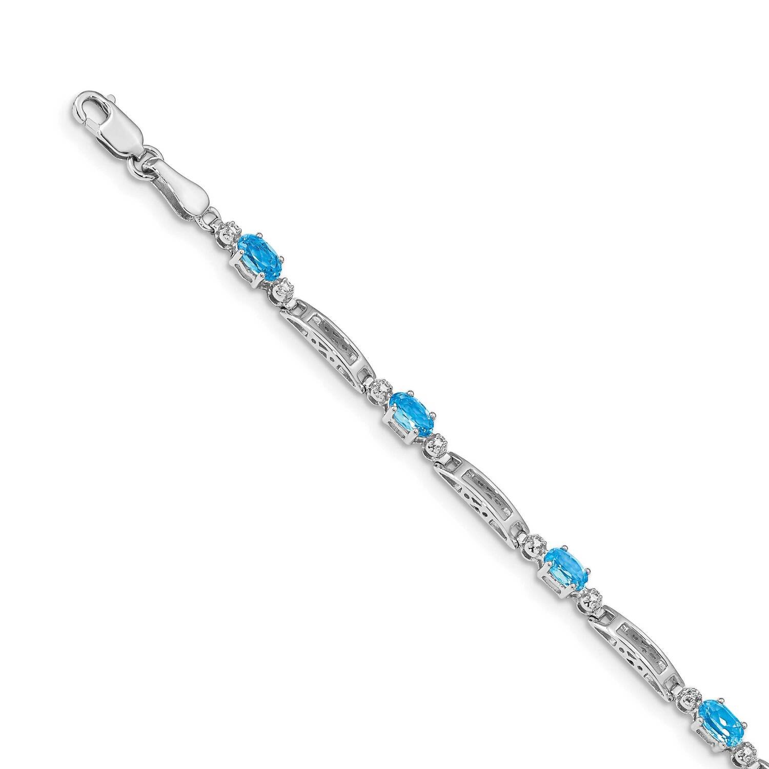 14k White Gold Diamond/Blue Topaz Bracelet 14k White Gold Diamond BM4492-BT-001-WA