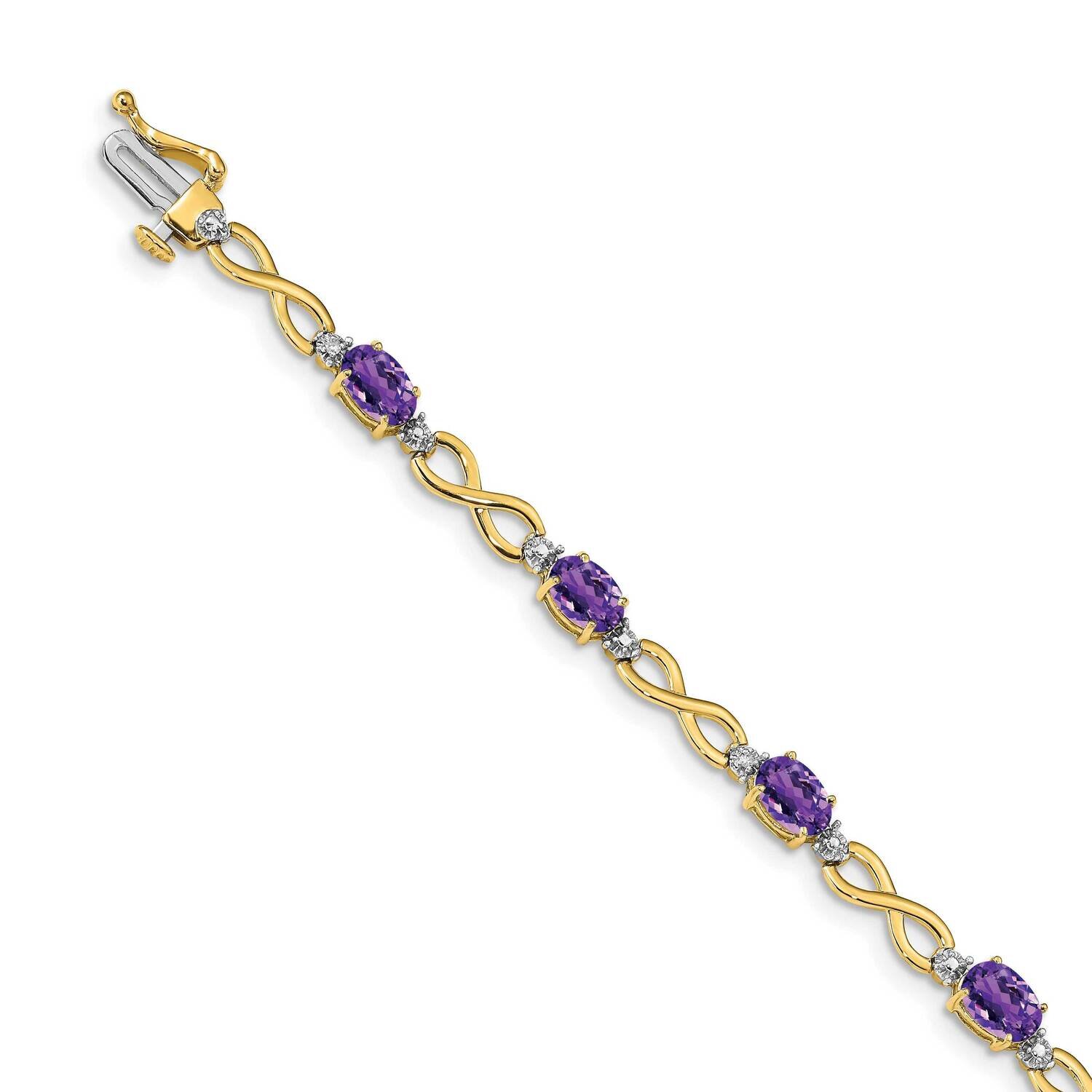 Amethyst/Diamond Bracelet 14k Gold BM4494-AM-003-YA, MPN: BM4494-AM-003-YA, 643905152384
