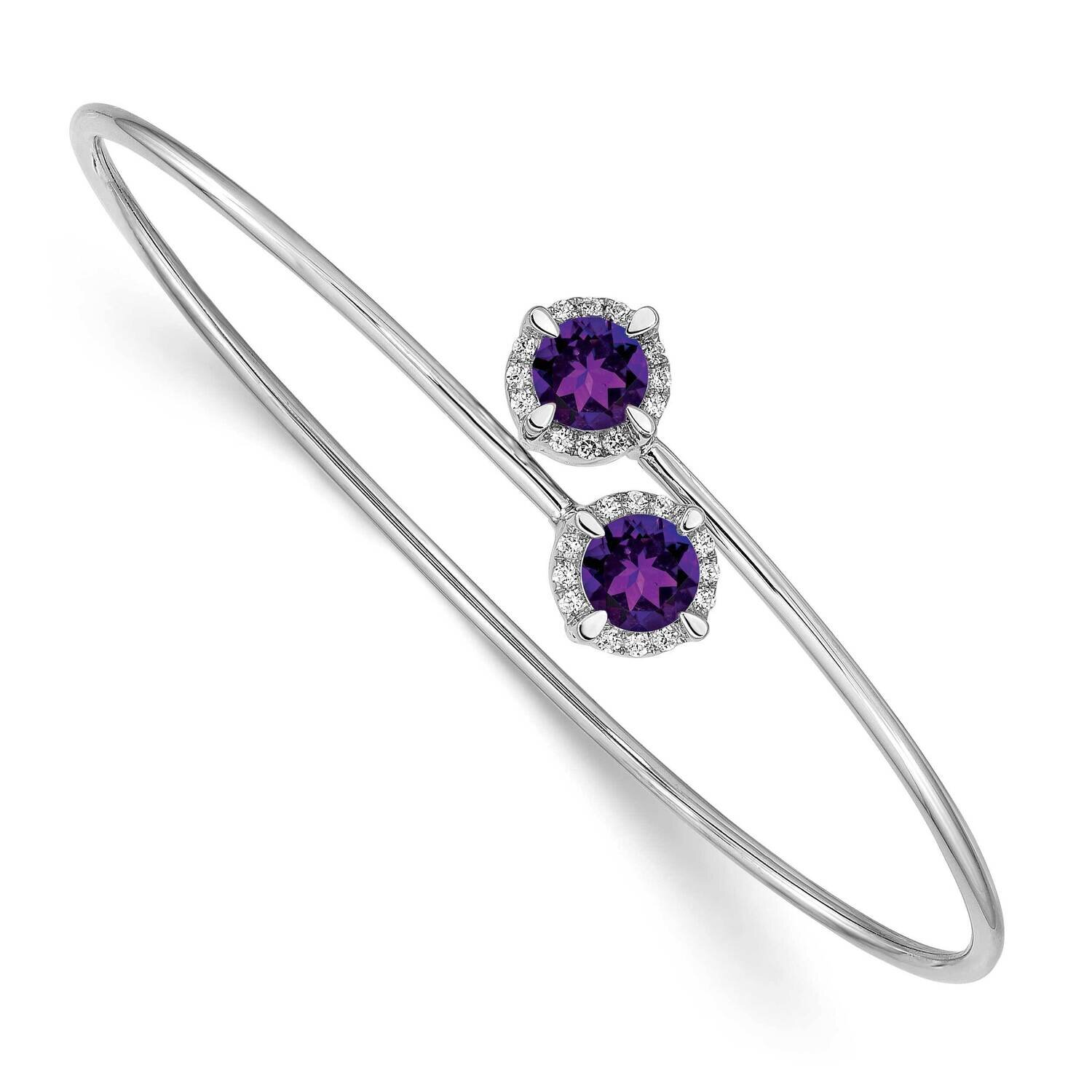Amethyst Flexible Bangle 14k White Gold BM4506-AM-012-WA, MPN: BM4506-AM-012-WA, 883957662015
