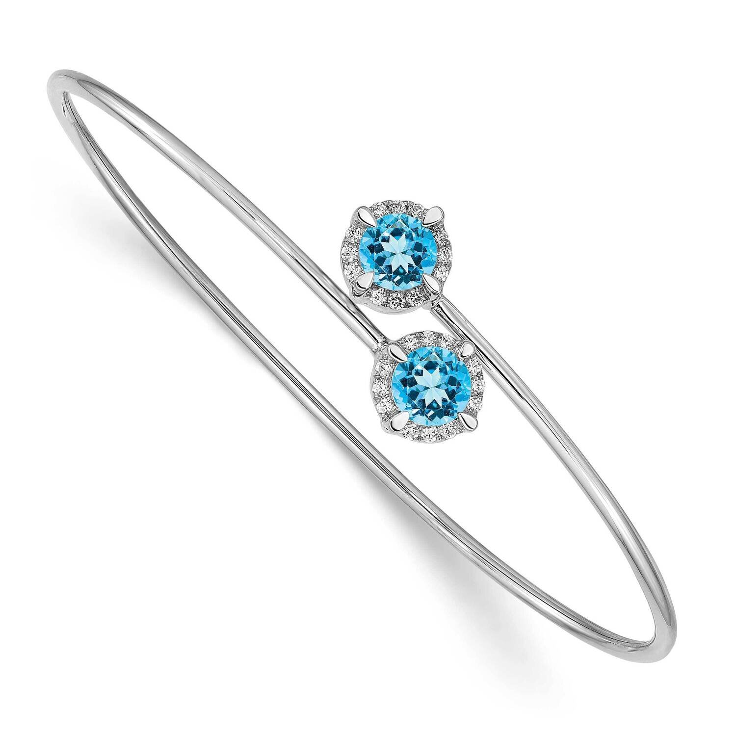 Blue Topaz Flexible Bangle 14k White Gold BM4506-BT-012-WA, MPN: BM4506-BT-012-WA, 883957372785