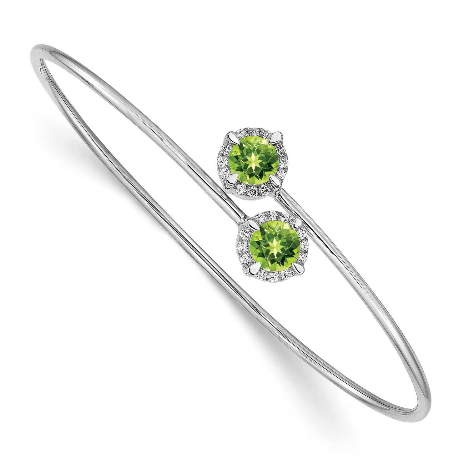 Peridot Flexible Bangle 14k White Gold BM4506-PE-012-WA, MPN: BM4506-PE-012-WA, 883957372792