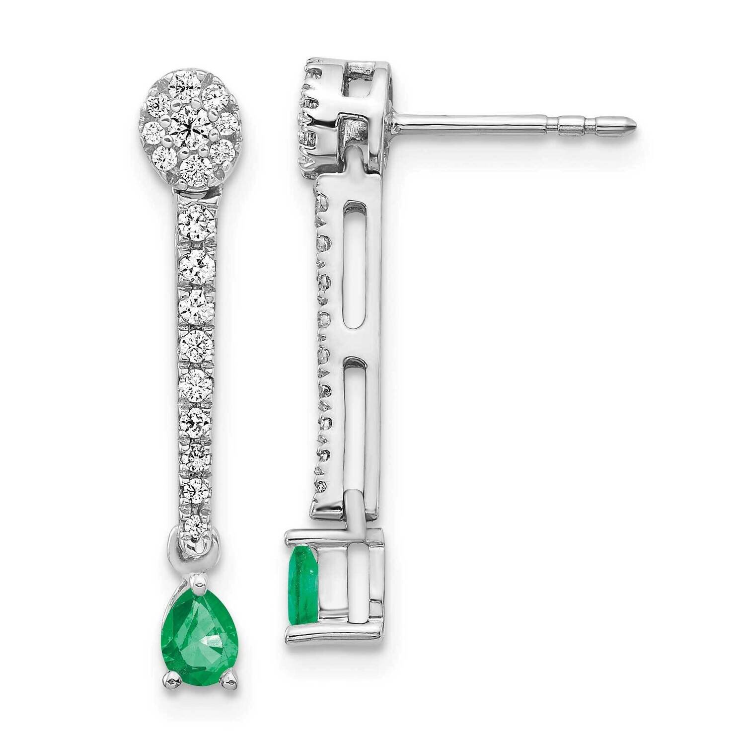 Emerald Fancy Earrings 14k White Gold Diamond EM3882-EM-050-WA, MPN: EM3882-EM-050-WA, 191101836428