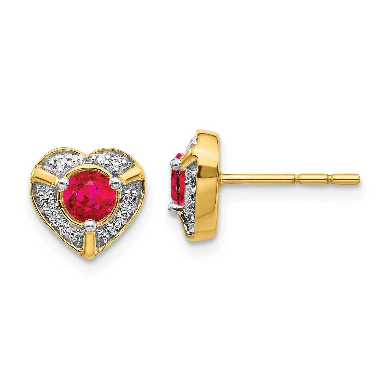 Ruby Fancy Heart Earrings 14k Gold Diamond EM3921-RU-011-YA