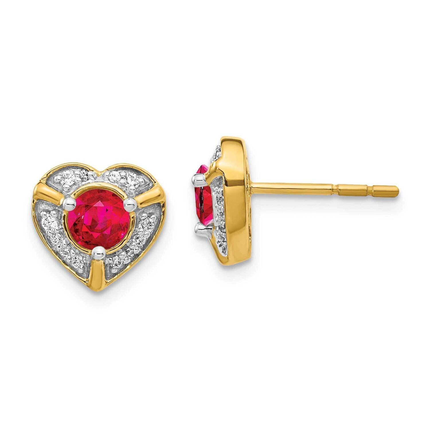 Ruby Fancy Heart Earrings 14k Gold Diamond EM3921-RU-014-YA