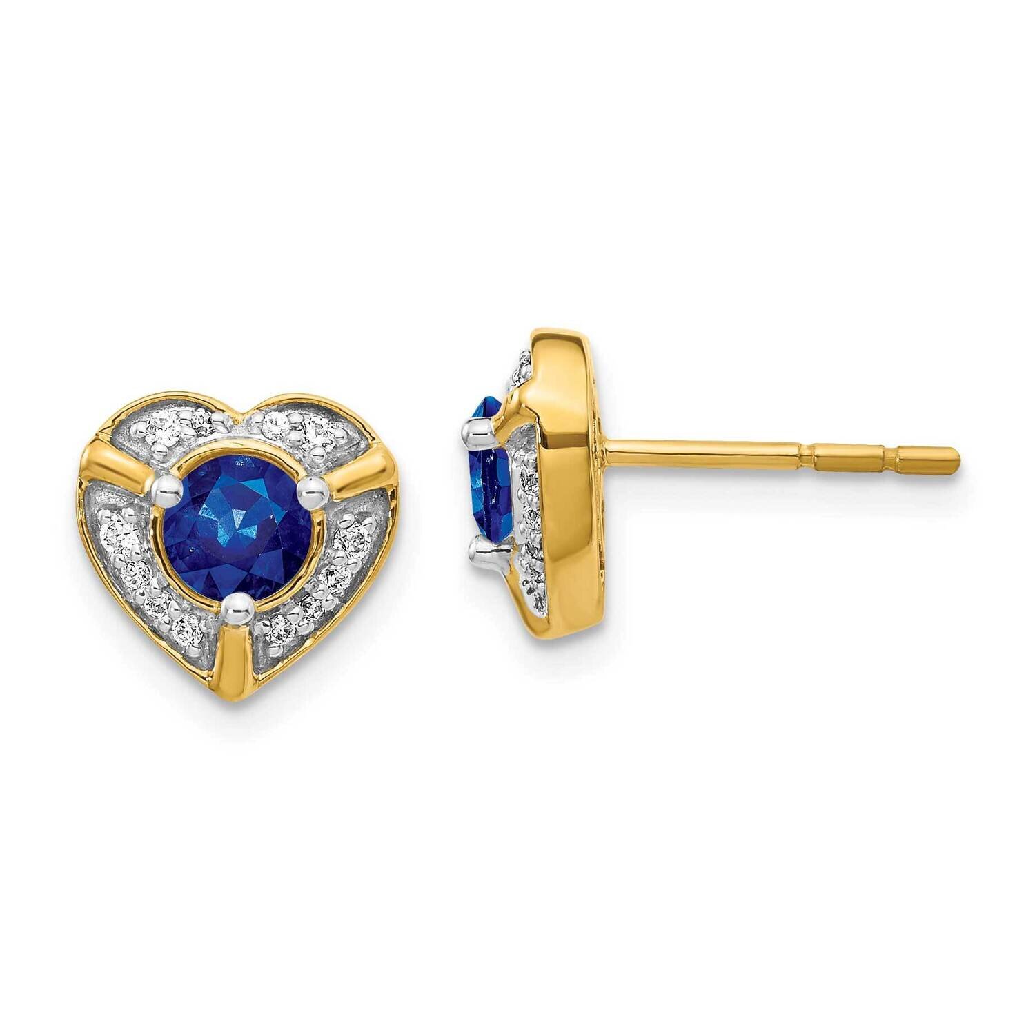 Sapphire Fancy Heart Earrings 14k Gold Diamond EM3921-SA-014-YA, MPN: EM3921-SA-014-YA, 191101836527