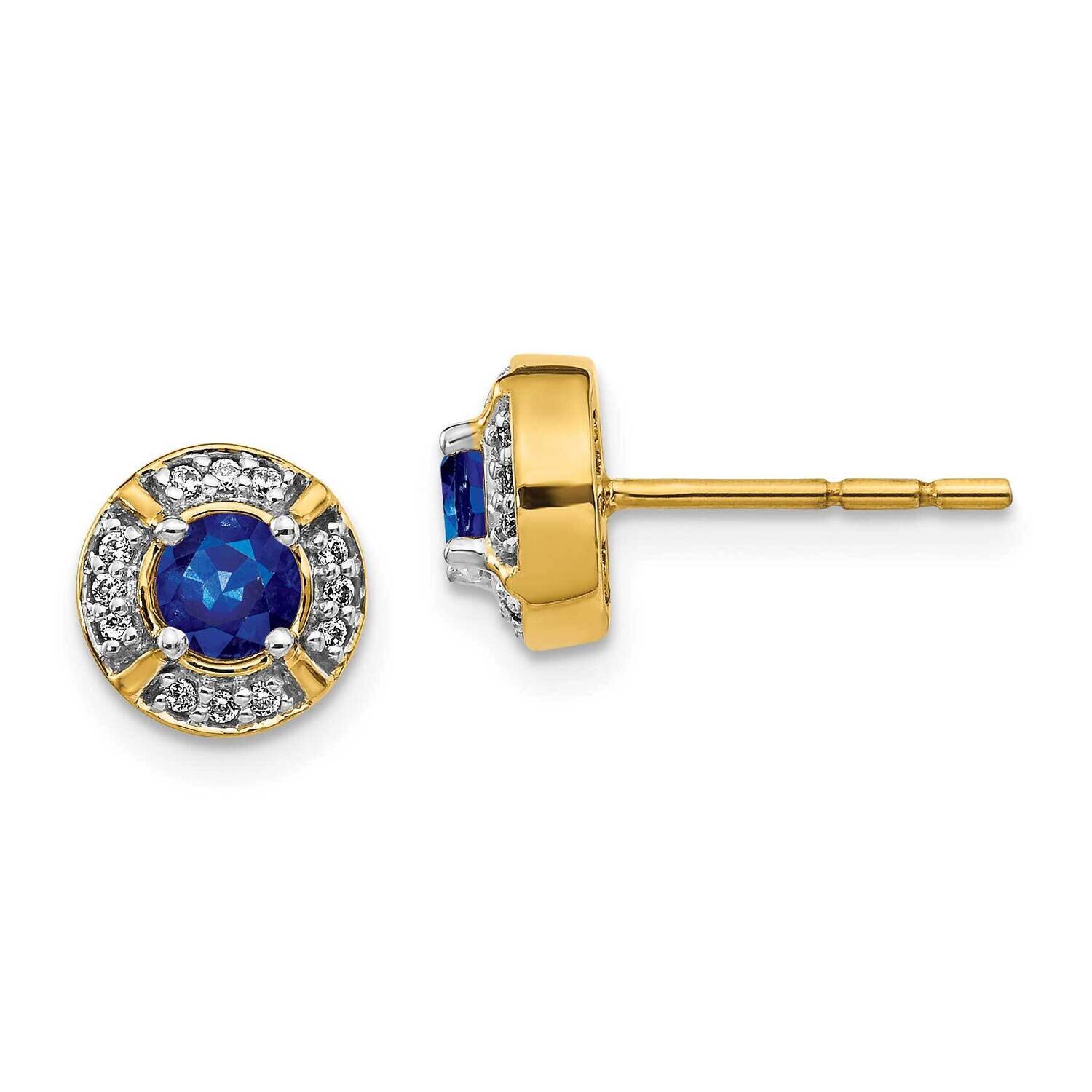 Sapphire Fancy Earrings 14k Gold Diamond EM3922-SA-012-YA, MPN: EM3922-SA-012-YA, 191101836602