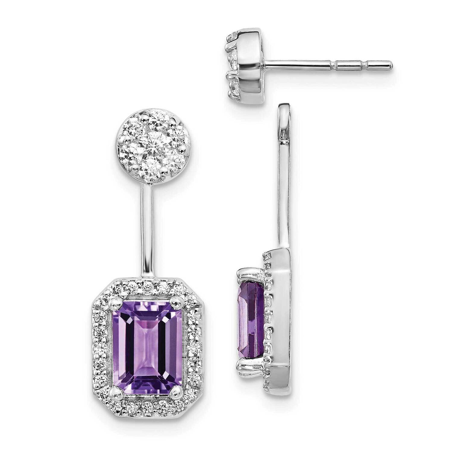 Amethyst Earrings 14k White Gold Diamond EM4195-AM-062-WA, MPN: EM4195-AM-062-WA, 191101837883