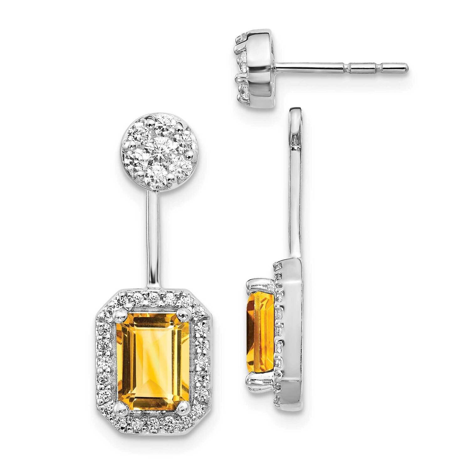 Citrine Earrings 14k White Gold Diamond EM4195-CI-062-WA, MPN: EM4195-CI-062-WA, 191101837906