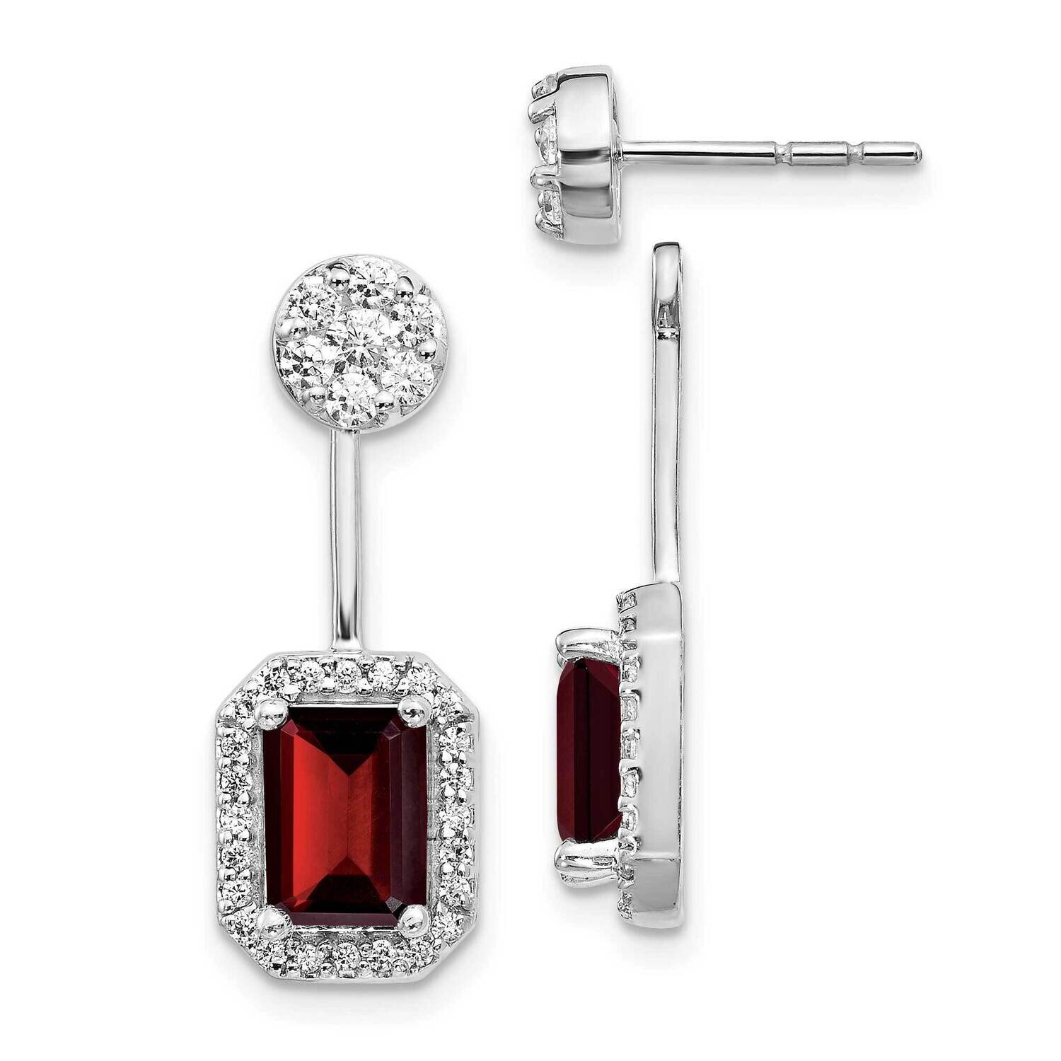 Garnet Earrings 14k White Gold Diamond EM4195-GA-062-WA, MPN: EM4195-GA-062-WA, 191101837920