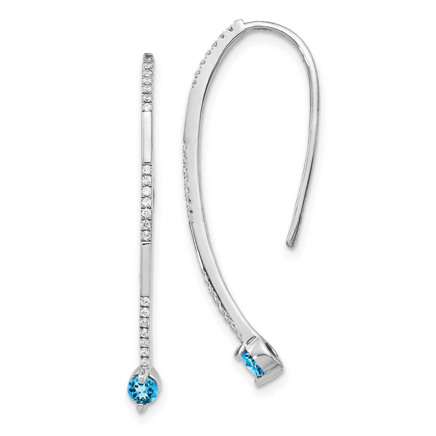 Blue Topaz Earrings 14k White Gold Diamond EM4314-BT-016-WA, MPN: EM4314-BT-016-WA, 191101838316