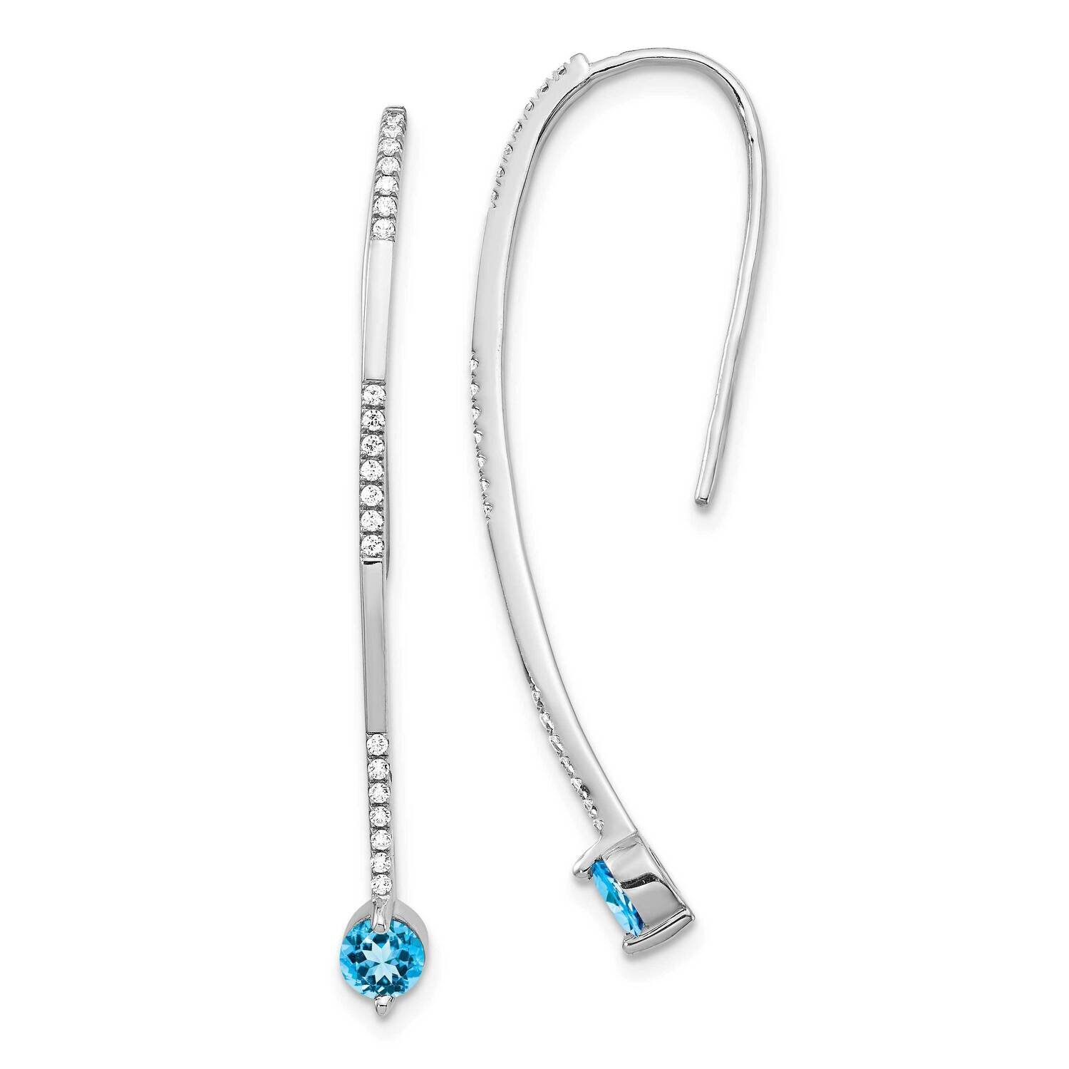 Blue Topaz Earrings 14k White Gold Diamond EM4314-BT-020-WA, MPN: EM4314-BT-020-WA, 191101838323