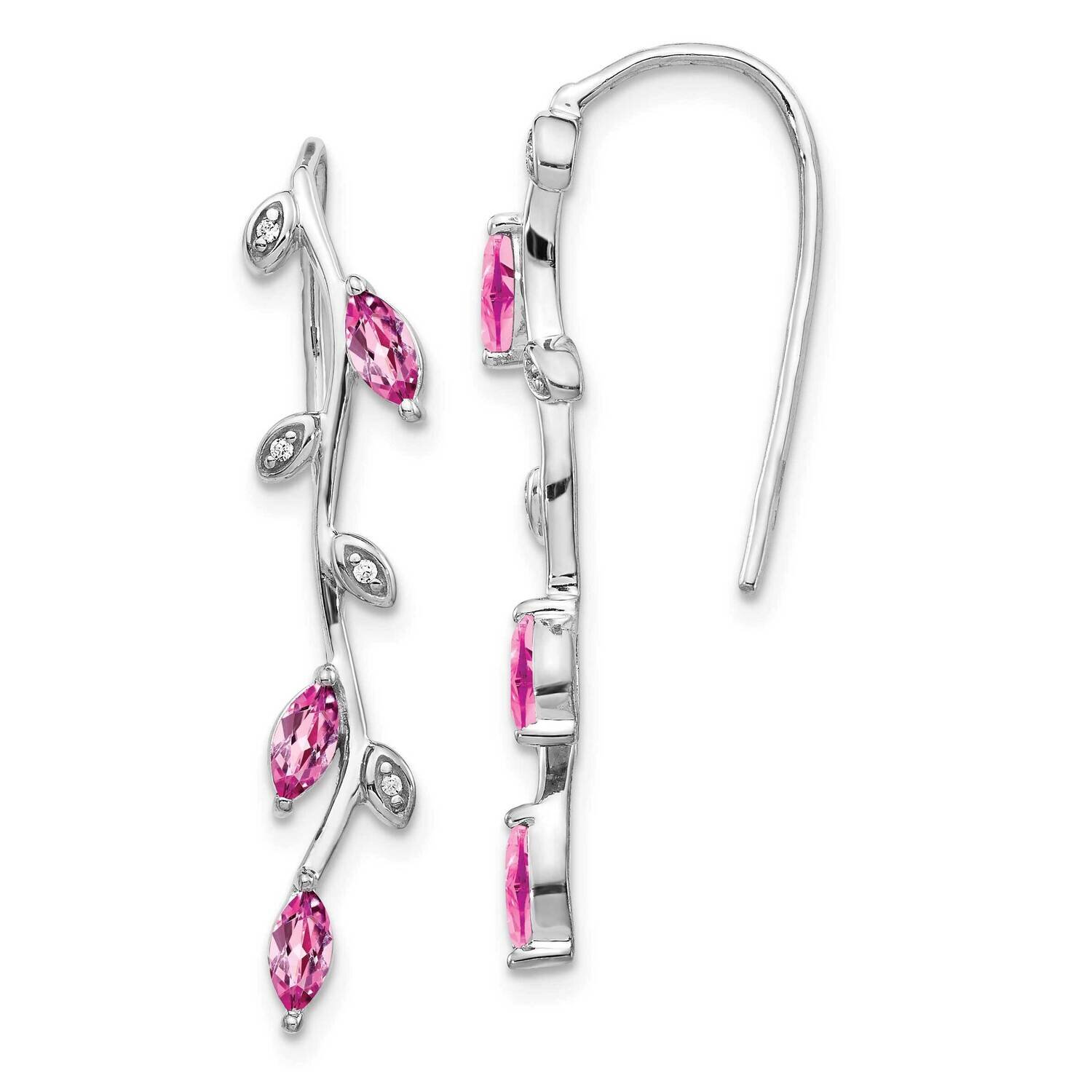 Pink Sapphire Earrings 14k White Gold Diamond EM4315-PS-003-WA, MPN: EM4315-PS-003-WA, 191101838330