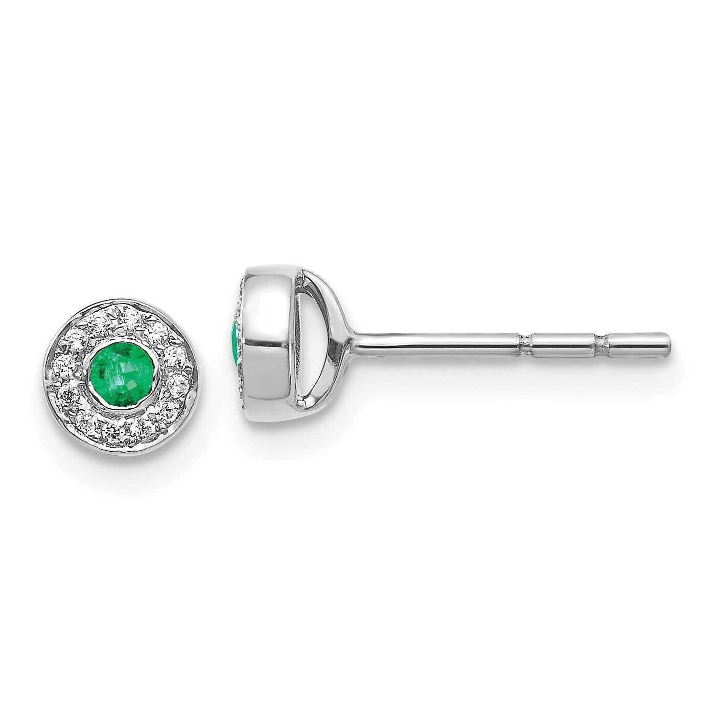 Emerald Post Earrings 14k White Gold Diamond EM5586-EM-007-WA, MPN: EM5586-EM-007-WA, 191101838477