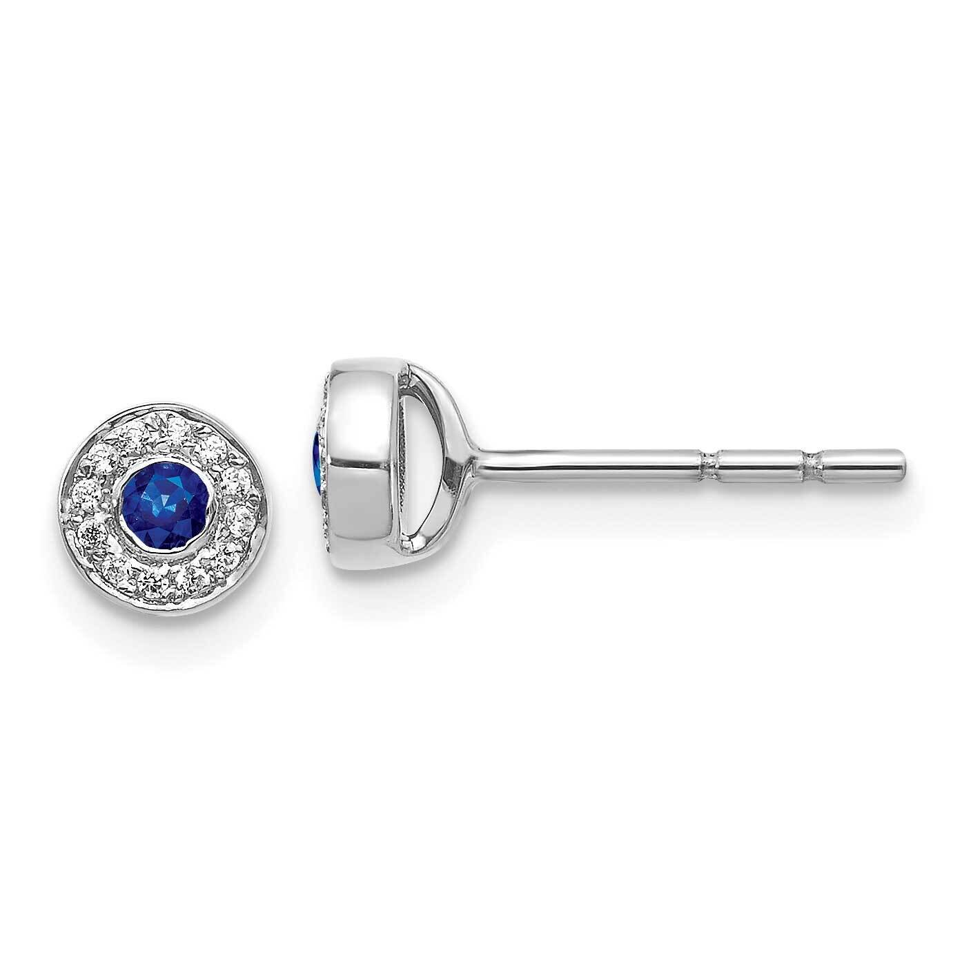 Sapphire Post Earrings 14k White Gold Diamond EM5586-SA-007-WA, MPN: EM5586-SA-007-WA, 191101838514