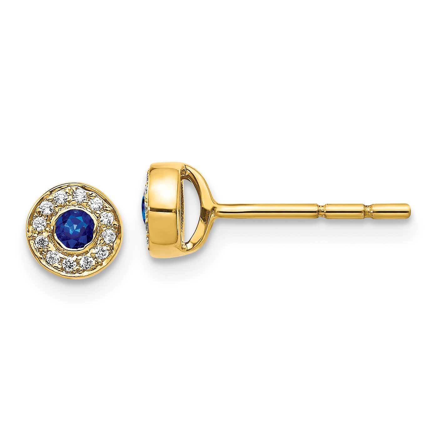 Sapphire Post Earrings 14k Gold Diamond EM5586-SA-007-YA, MPN: EM5586-SA-007-YA, 191101838521