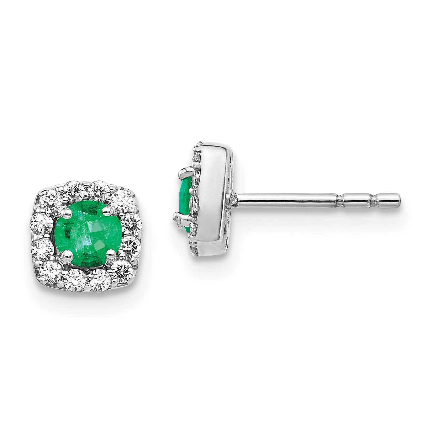 Emerald Earrings 14k White Gold Diamond EM5589-EM-020-WA, MPN: EM5589-EM-020-WA, 191101838590