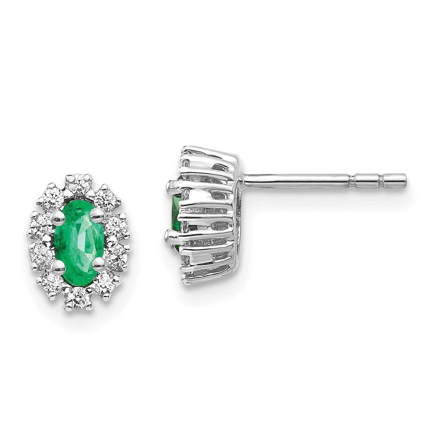 1/5Ct Diamond &amp; Emerald Earrings 14k White Gold EM5591-EM-020-WA, MPN: EM5591-EM-020-WA, 8839575235…