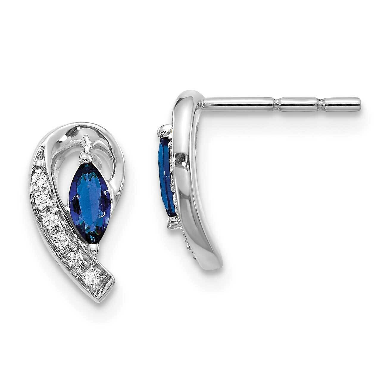 Sapphire Post Earrings 14k White Gold Diamond EM5592-SA-005-WA, MPN: EM5592-SA-005-WA, 883957469928