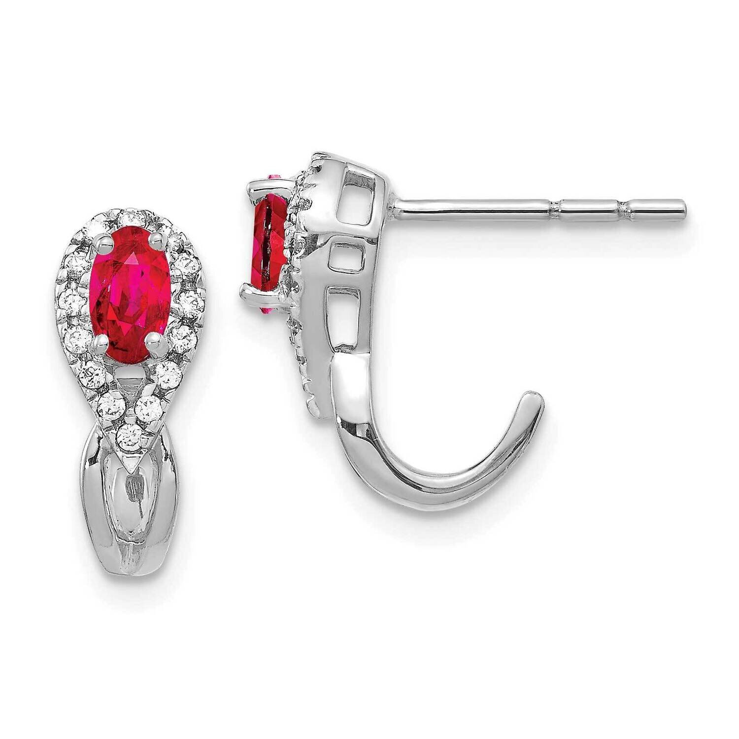 Ruby Earrings 14k White Gold Diamond EM5593-RU-013-WA, MPN: EM5593-RU-013-WA, 883957858302
