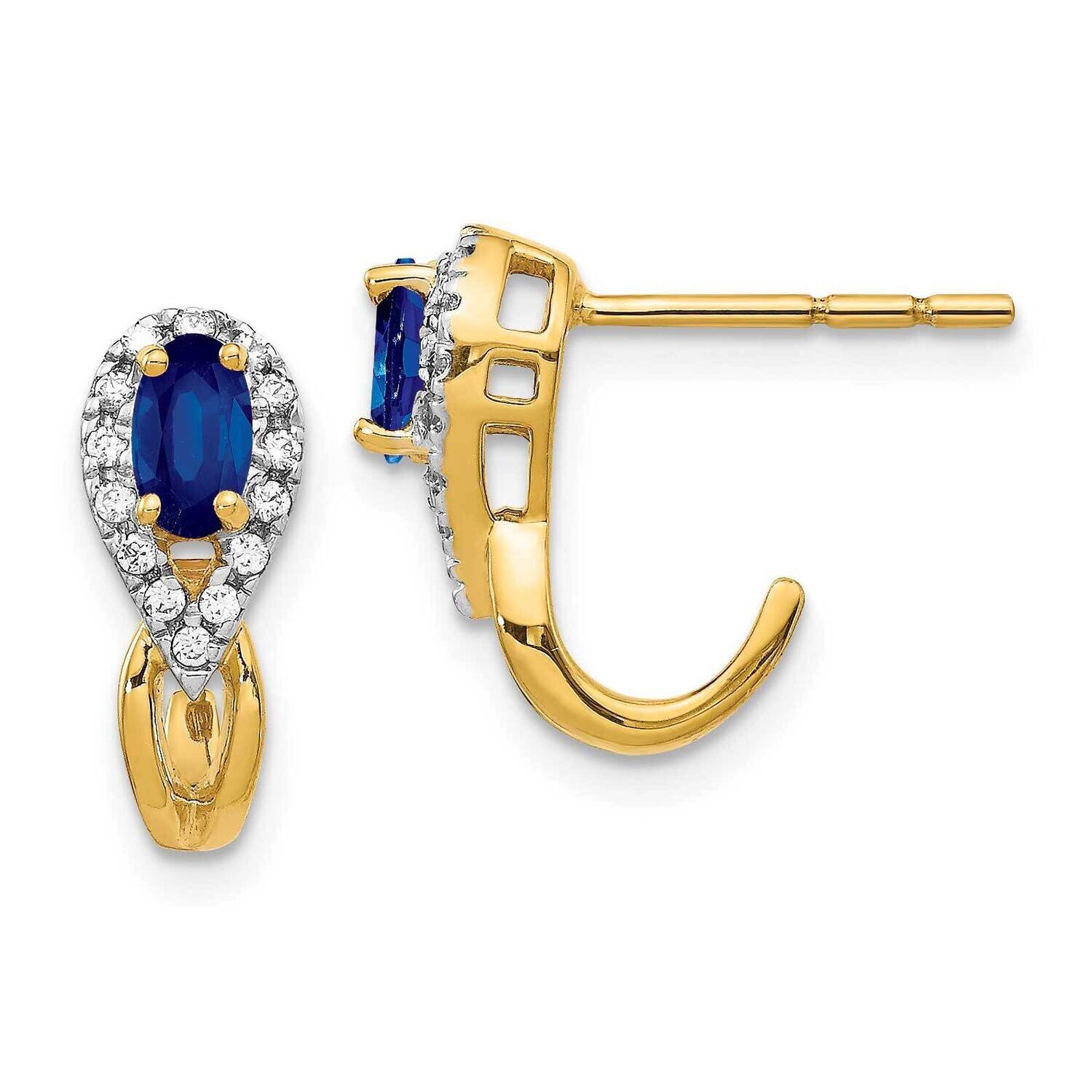 Diamond &amp; Sapphire Earrings 14k Gold EM5593-SA-013-YA, MPN: EM5593-SA-013-YA, 883957414591