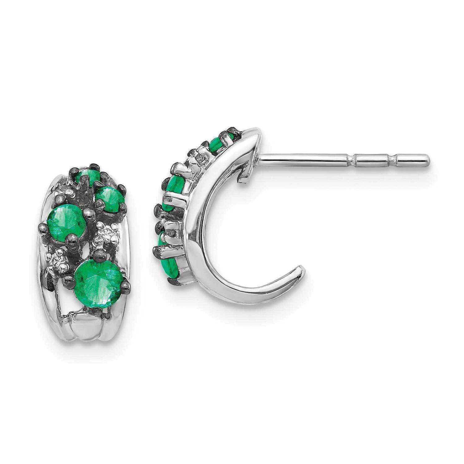 Emerald Polished Post Hoop Earrings 14k White Gold Diamond EM5595-EM-004-WA, MPN: EM5595-EM-004-WA,…