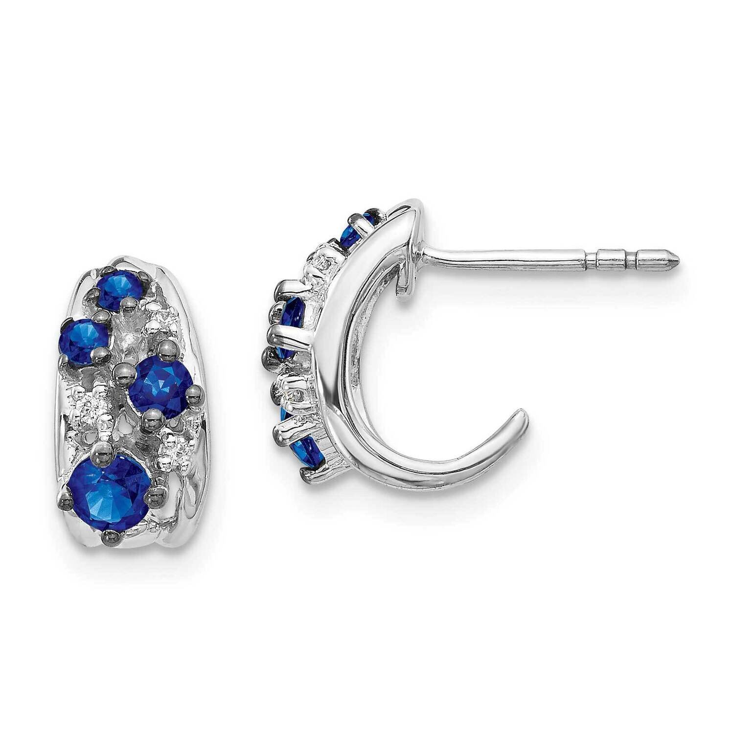 Sapphire Polished Post Hoop Earrings 14k White Gold Diamond EM5595-SA-004-WA, MPN: EM5595-SA-004-WA…