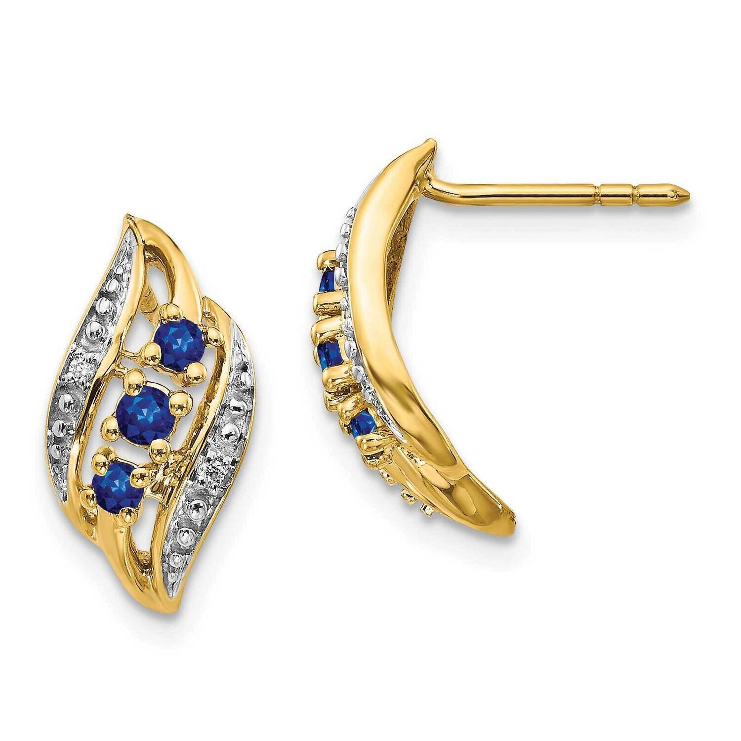 Sapphire &amp; Diamond Polished Post Earrings 14k Gold EM5596-SA-002-YA, MPN: EM5596-SA-002-YA, 1911018…