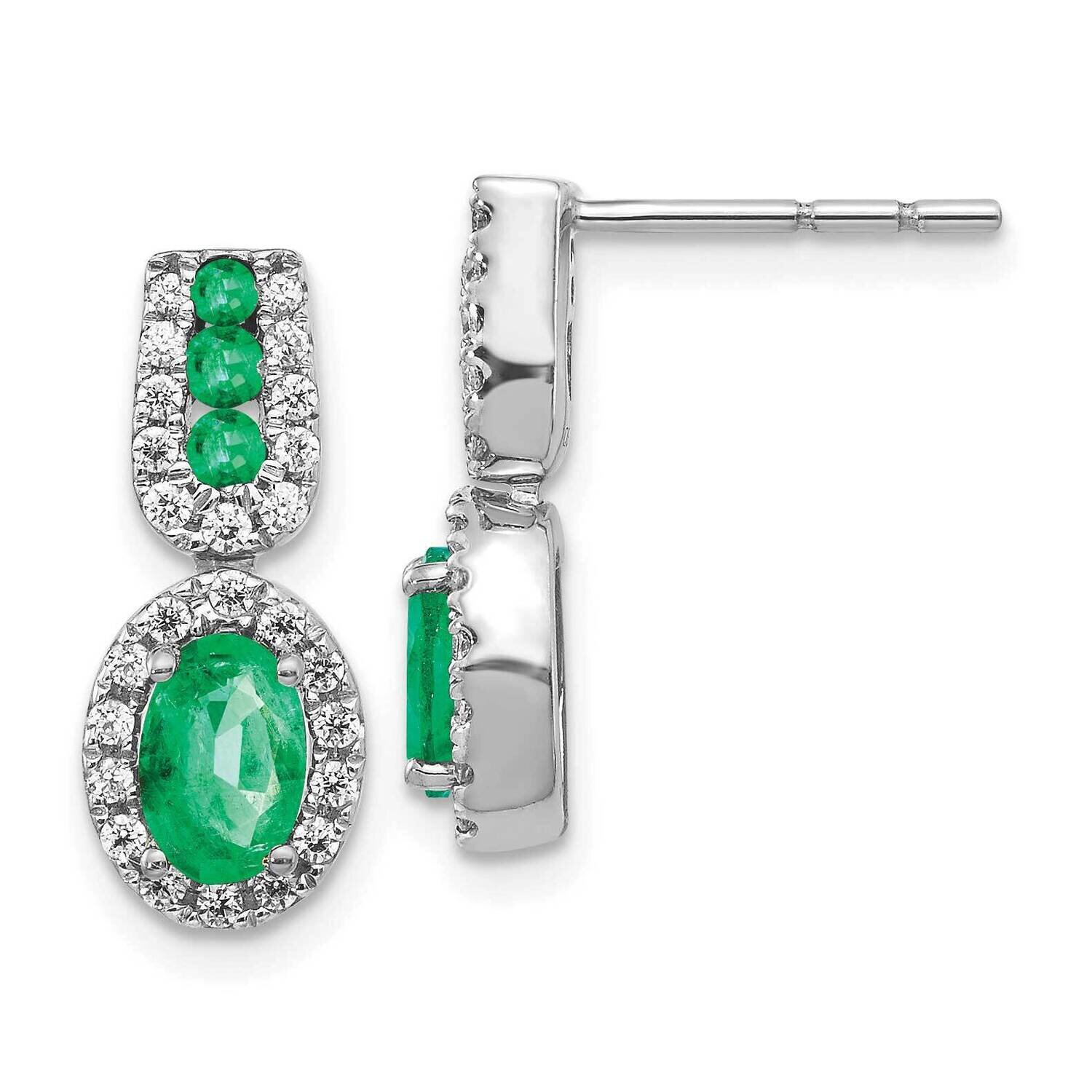 1/3Ct Diamond &amp; Emerald Earrings 14k White Gold EM5597-EM-033-WA, MPN: EM5597-EM-033-WA, 8839574145…