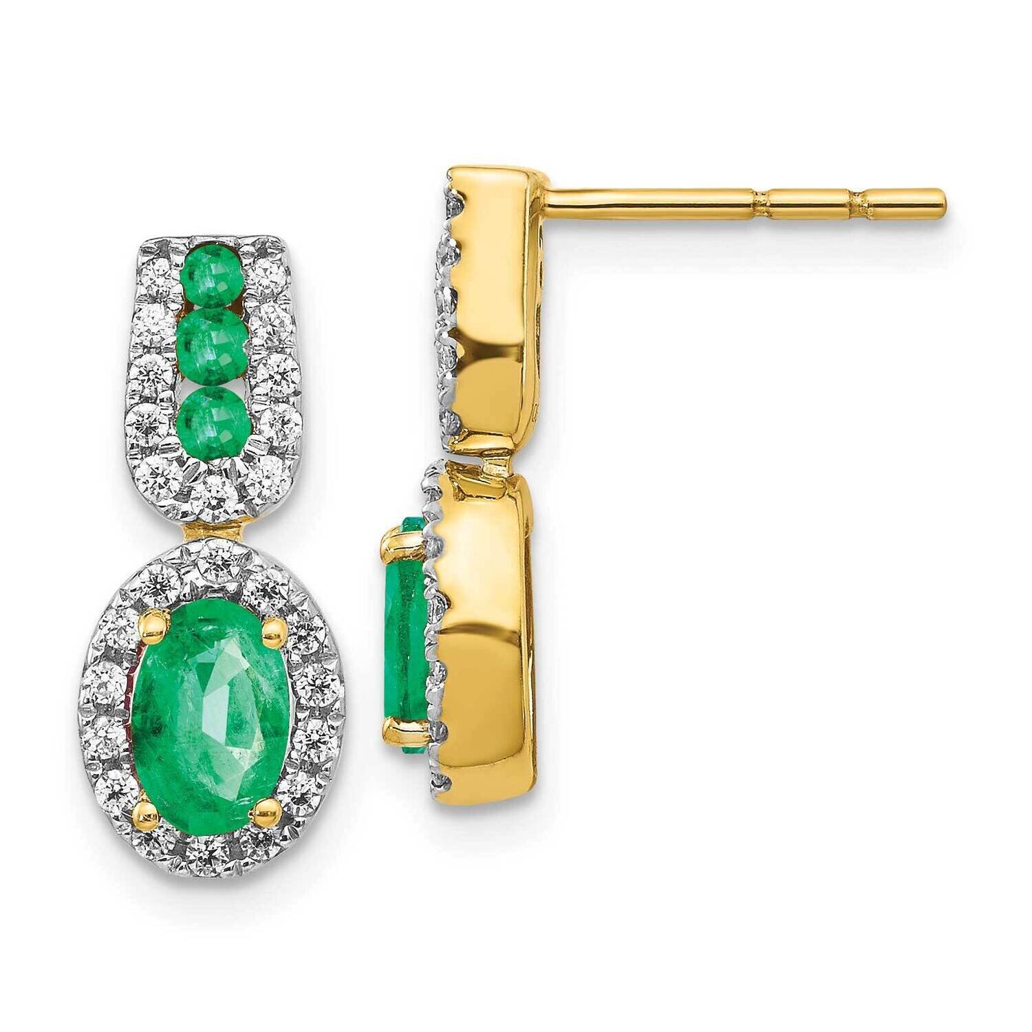 1/3Ct Diamond & Emerald Earrings 14k Gold EM5597-EM-033-YA