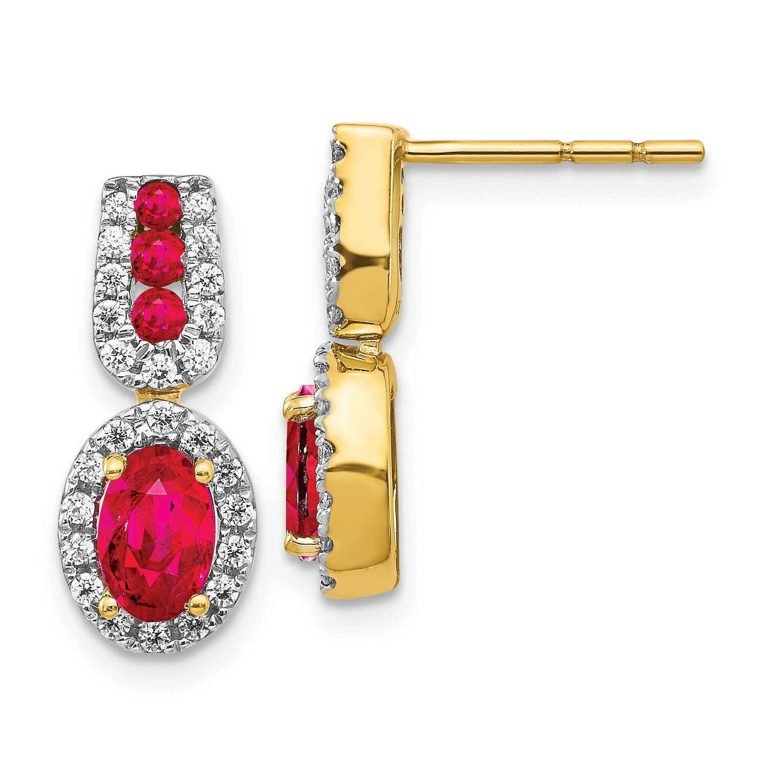 Diamond &amp; Ruby Earrings 14k Gold EM5597-RU-033-YA, MPN: EM5597-RU-033-YA, 883957484884