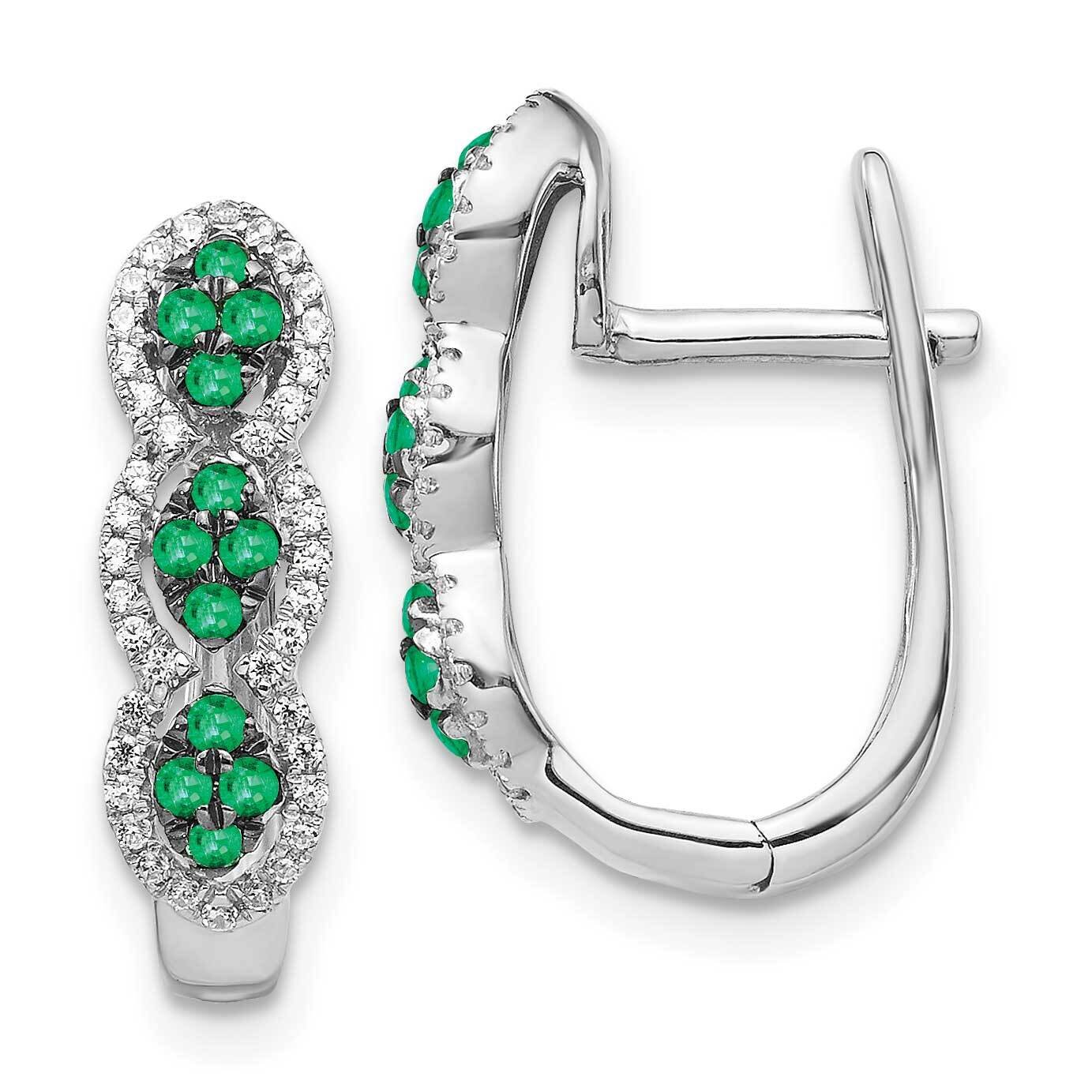 Emerald Earrings 14k White Gold Diamond EM5601-EM-025-WA, MPN: EM5601-EM-025-WA, 191101838682
