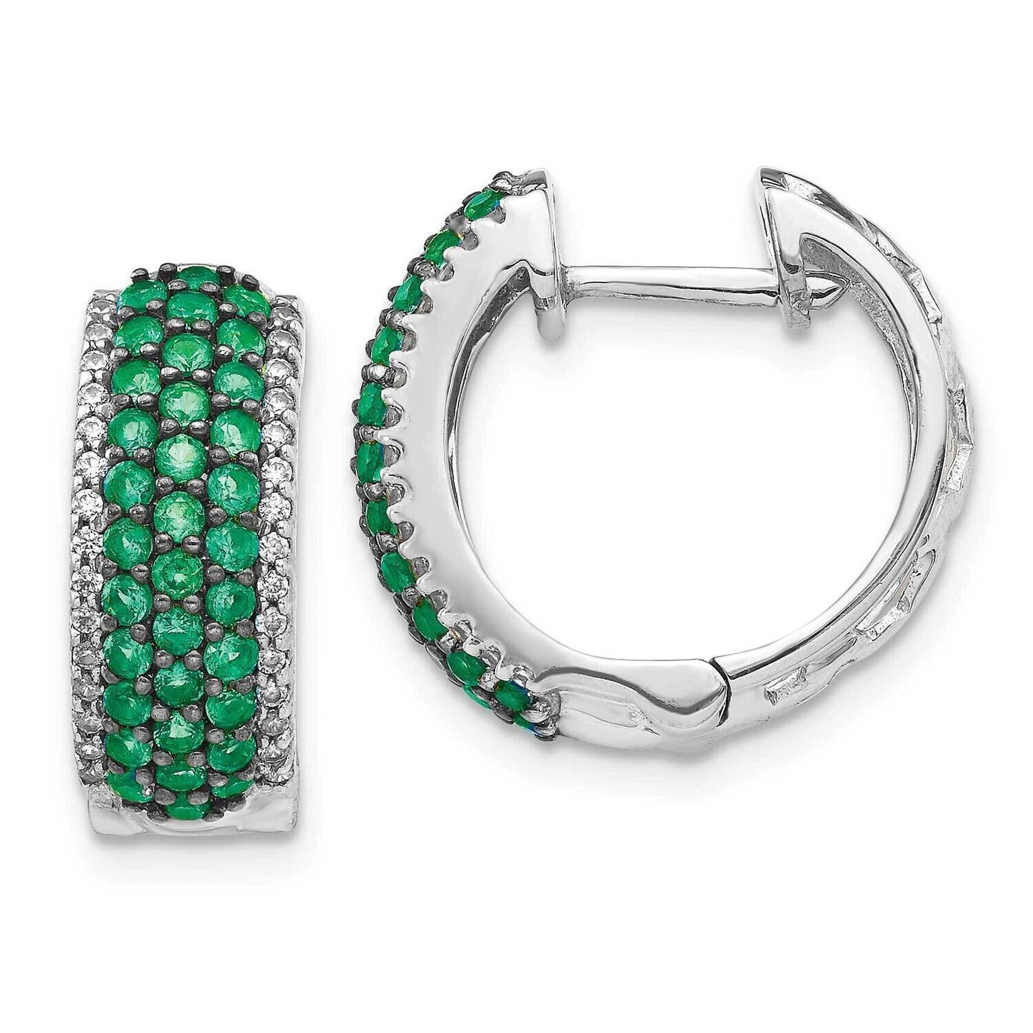 Emerald Earrings 14k White Gold Diamond EM5602-EM-025-WA, MPN: EM5602-EM-025-WA, 191101838705