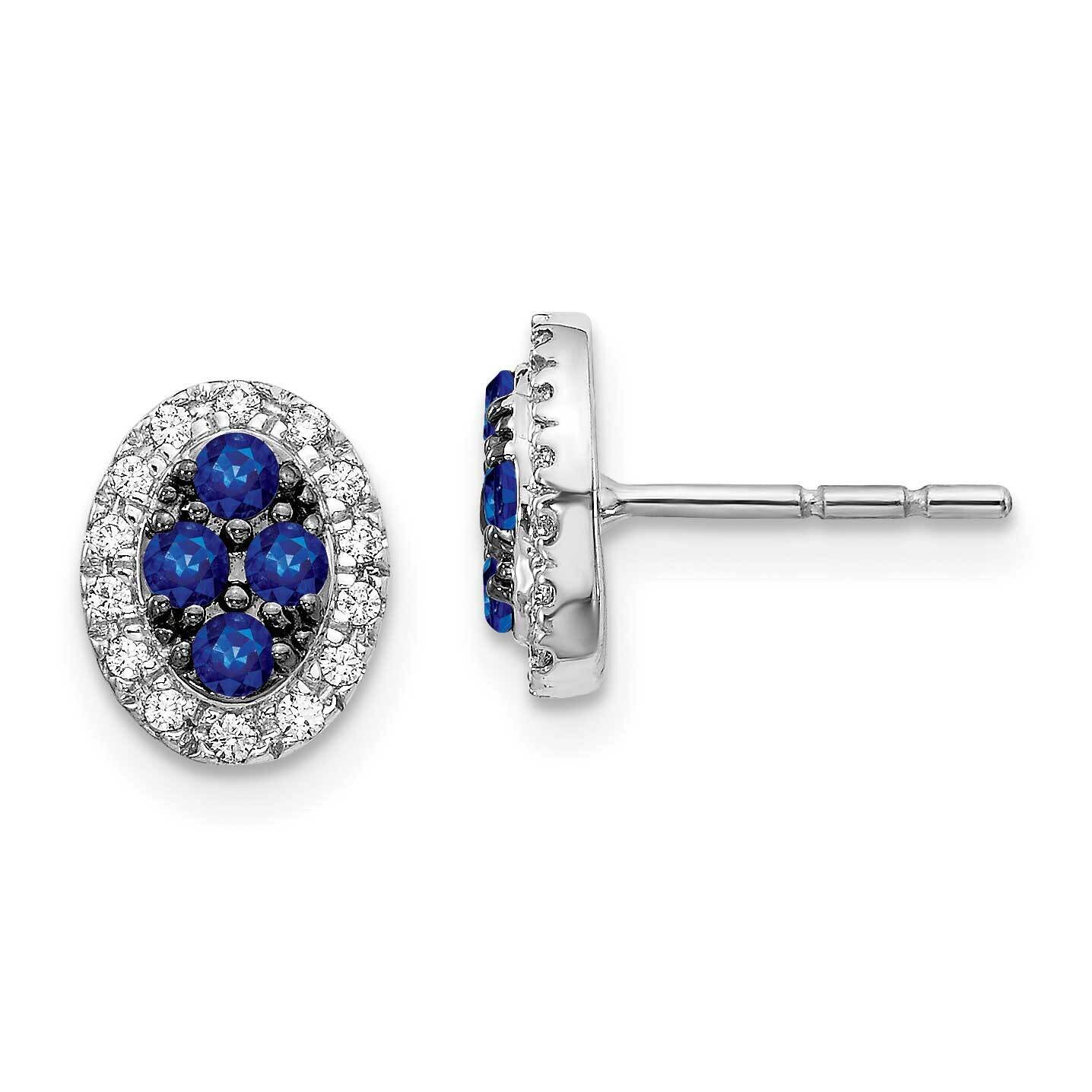 Sapphire Oval Post Earrings 14k White Gold Diamond EM5611-SA-013-WA, MPN: EM5611-SA-013-WA, 8839573…