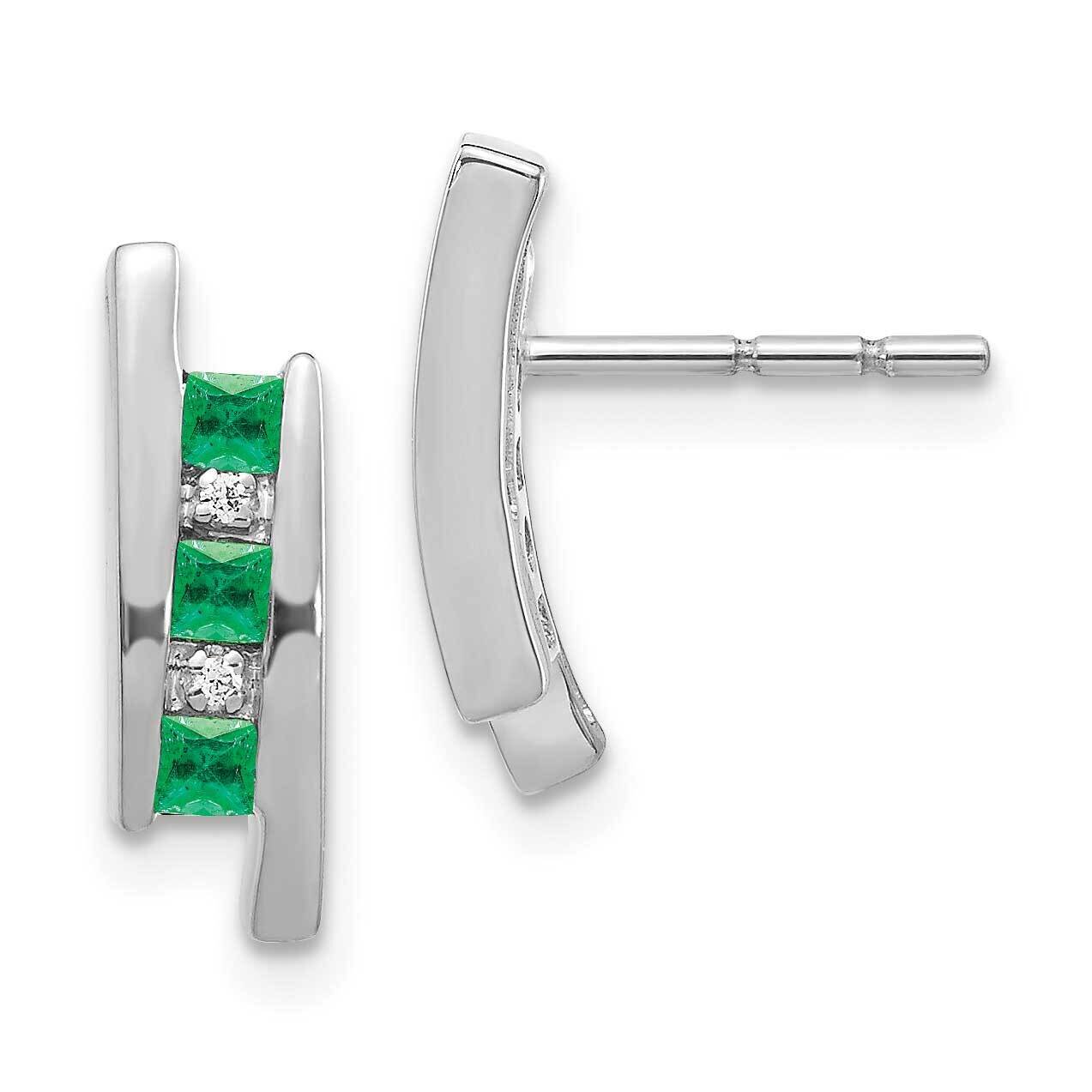 Emerald Earrings 14k White Gold Diamond EM5614-EM-002-WA
