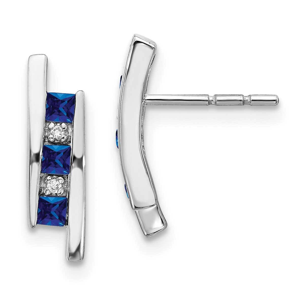 Sapphire Earrings 14k White Gold Diamond EM5614-SA-002-WA, MPN: EM5614-SA-002-WA, 883957499321