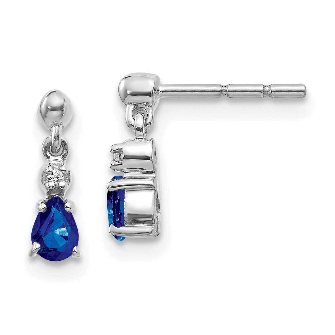 Blue Sapphire & Diamond Dangle Post Earrings 14k White Gold EM5617-SA-001-WA