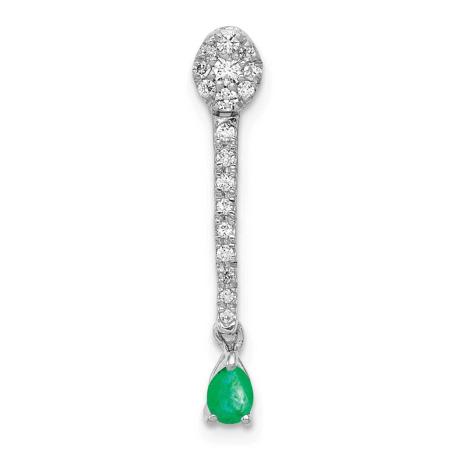 Teardrop Emerald Fancy Pendant 14k White Gold Diamond PM3882-EM-030-WA