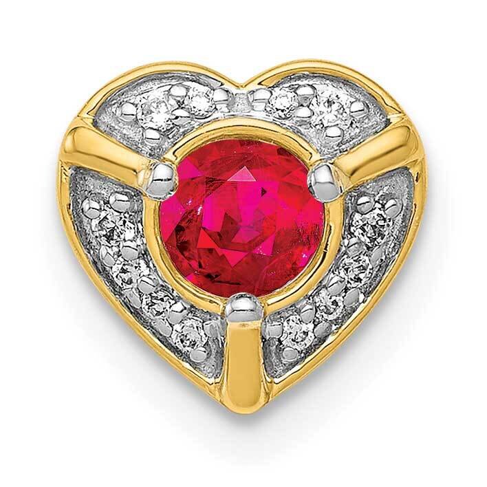 .25 Ruby Fancy Heart Chain Slide 14k Gold Diamond PM3921-RU-005-YA