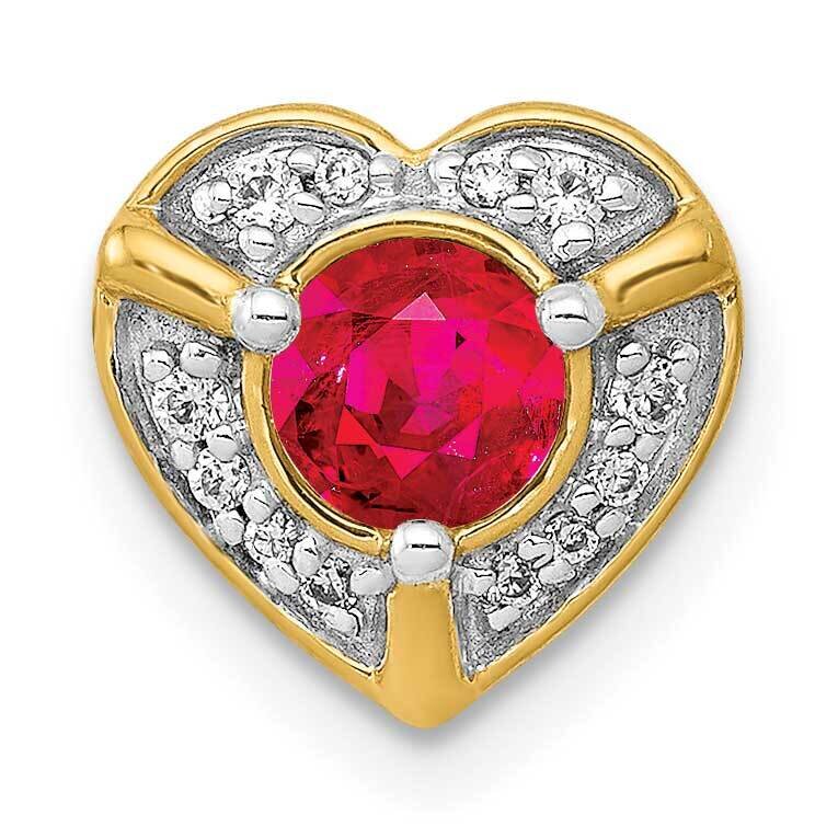.33 Ruby Fancy Heart Chain Slide 14k Gold Diamond PM3921-RU-007-YA