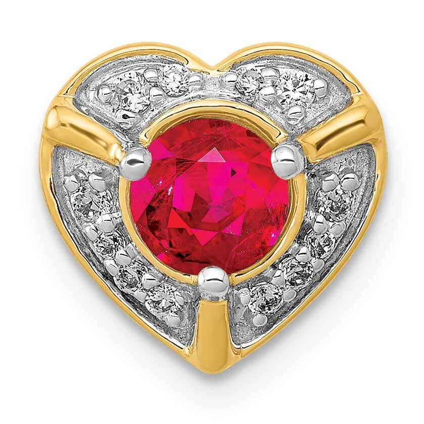 .50 Ruby Fancy Heart Chain Slide 14k Gold Diamond PM3921-RU-011-YA